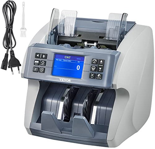 VEVOR SH-07C Wertzähler Geldzähler für gemischte Banknoten, Banknotenzähler Geldzählmaschine 800 Stück/min, Scheinzählmaschine Geldscheinzähler 8 Arbeitsmodi UV MG MT IR Unternehmen Banken