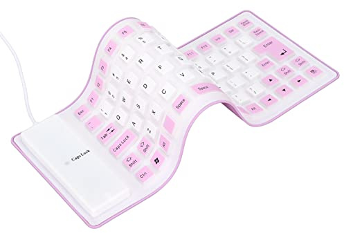 Clavier en Silicone étanche, Mini Clavier USB Filaire Flexible Pliable et Antipoussière Silencieux 85 Touches, Léger et Portable, Doux et Confortable à Utiliser, pour Ordinateurs Portables(Violet)