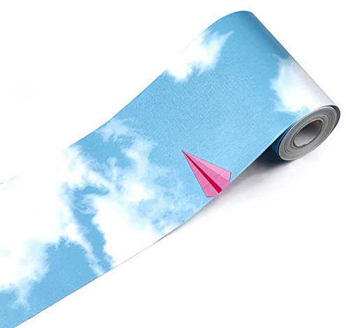 Selbstklebende Wandaufkleber Grenze,Tapetenbordüre Selbstklebend Bordüre, Wasserdichte Wandbordüre für Zuhause Büro Hotel DIY Dekoration,10 cm x 10 m (Himmel Wolken)