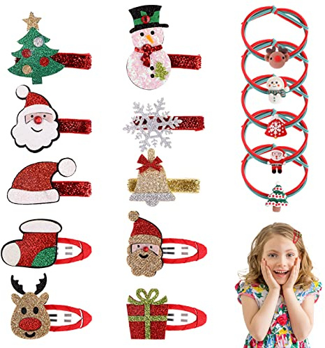 15 Stück Weihnachts-Haarschmuck, verschiedene Weihnachts-Haarspangen, Haarspangen, Weihnachtsmann, Elch, Schneemann, Party, Haarschmuck für Mädchen, Kinder und Erwachsene