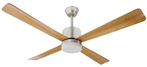 M mimotec - Ventilador de Techo LED Support con luz y Mando a Distancia, motor DC, 4 aspas, 8 velocidades, Silencioso, función verano-invierno, temporizador incluido