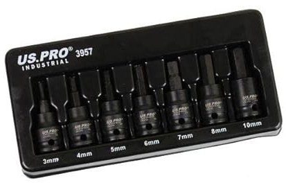 US PRO INDUSTRIAL 7PC 3/8 DR Impact Hex Bit Socket Set H3 - H10 3957