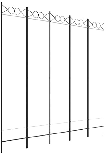vidaXL Paravent 5-TLG. Raumtrenner Raumteiler Trennwand Umkleide Sichtschutz Spanische Wand Wohnzimmer Schlafzimmer Weiß 200x200cm Stoff