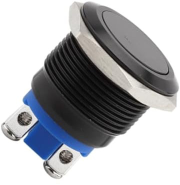 Pulsador Momentáneo 19mm, Botón Interruptor Impermeable, Interruptores De Botón Pulsador Momentáneos, Shell Negro