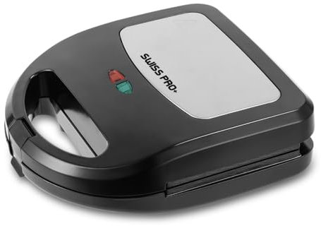 Swiss Pro+ Sandwich maker 4-in-1-750W Sandwich Toaster mit Abnehmbarer Platten für Waffeleisen, Kontaktgrill, Donutmaker - Toaster Sandwichtoaster aus Edelstahl - Schwarz