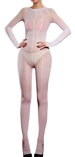 HTRUIYATY Bodystocking Lingerie Sexy Hot per Sesso Collant Aperto Calze Lucide a Maniche Lunghe Sexy Lingerie Intimo Donna
