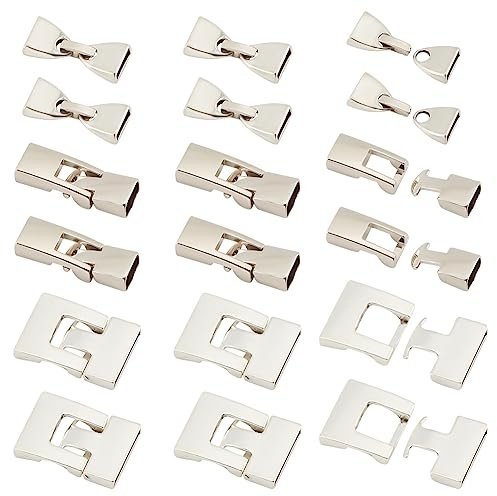 PH PandaHall 18 Sets Armbandschnallen Verschlüsse 3 Stile Lederband Endverschluss Flache Schmuckverschlüsse Tibetischer Stil Legierung Schnappverschluss Für Herren Armbänder Schmuckherstellung