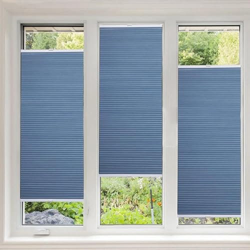 KiheNe Plissee nach maß,Plissee mit Bohren,Faltrollos für Fenster,Wabenplisse,Verdunklung Thermo Doppelplissee,Sicht- und Sonnenschutz,Jalousie Plisseerollo für Fenster & Tür (WxH: 30x120cm)