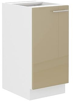 Unterschrank 40 Lara Cappuccino Hochglanz + Weiß matt Küchenzeile Küchenblock