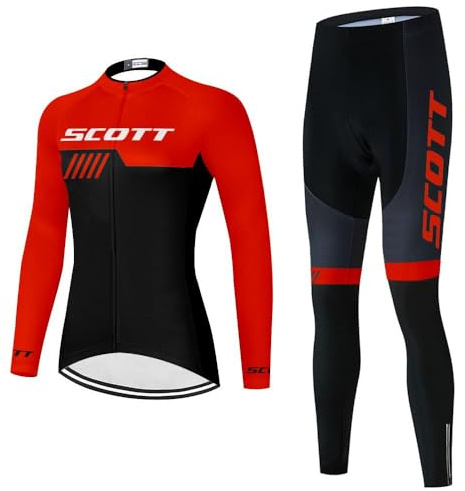 Koogycco Women's Cycling Jersey Set Long Sleeve Bike Shirt Bicycle Clothing Cycling Pants with Gel Padded