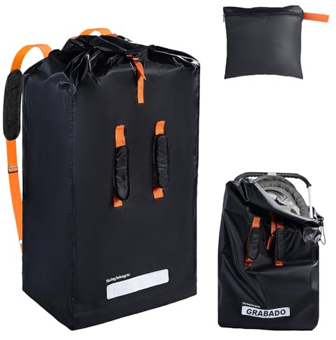 Groß Transporttasche für Kinderwagen & Kindersitz，Robuste Gate Check Reisetasche Wasserdicht 420D Kinderwagen Abdeckung，Schutz Reisetasche mit Ausweisfenster，Bollerwagen Transport in Flugzeug & Auto