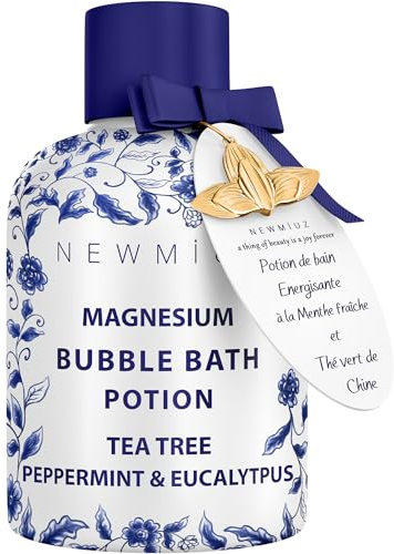 Baño de burbujas de magnesio, burbujas espumosas de larga duración, recuperación de dolores musculares, árbol de té, menta, eucalipto, alivio relajante del estrés, regalo calmante para el cuidado