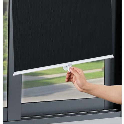 Xrdbfd Saugnapf Verdunkelungsrollo Für Fenster, Sonnenschutzrollos, Thermo Fensterrollos, 35/40/58/65/80cm Temporäre Jalousien, Seitenzugrollo Klemmrollo, Ohne Bohren,Black-35x100cm/14 * 39in
