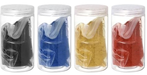 sourcing map Iron Oxide Powder 400g 4 Packs of Iron Oxide Pigment, 4 Colors, 100g of Each Color Concrete Dye Color Pigment for Tile Clay Paint Coloring, Black, Sky Blue, Yellow, Red