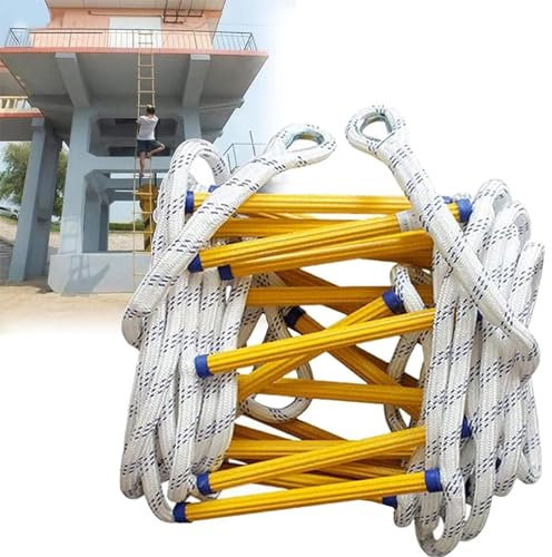 Feuerleiter-Seilleiter – Notfall-Seilleiter mit Karabinern, ideal for Klettern zu Hause, an Fenstern und auf dem Balkon (Size : 15m/49.2ft)