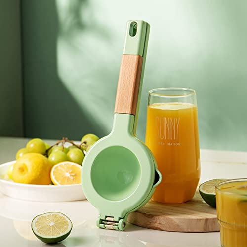 BLSYHDH Exprimidor de Limón de Prensa Manual, Exprimidor de Mano de Metal Fuerte, Mango de Madera, Exprimidor de Limón de Metal, Exprimidor de Lima de Metal, Exprimidor de(Verde (mango de madera))