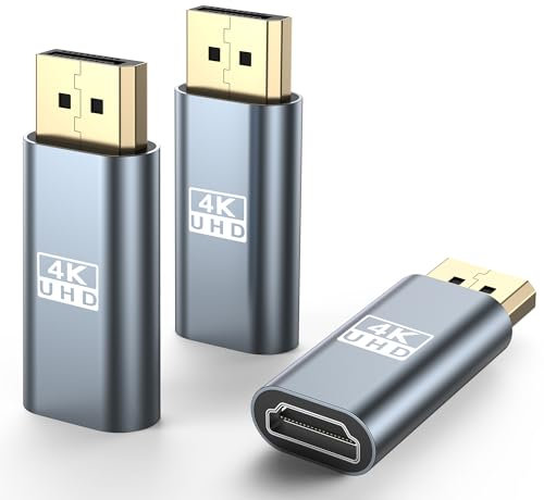 Elebase 4K DisplayPort to HDMI Adapter 3-Pack,DP PC to HDMI Monitor Converter Video UHD 4K@30Hz 2K@60Hz Uni-Directional Display Port Male HDMI Female Adaptor for Laptop,Computer,PC,PS4 PS5,Dell,Lenovo