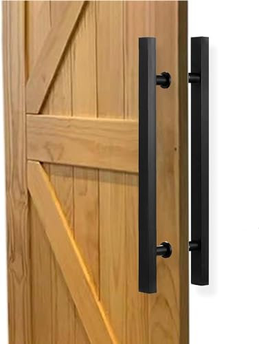 Moderner Edelstahl H-Form Schiebetürgriff für Scheunentüren Doppelseitige Torgriffe für Innen und Außen Holz und Glastüren Schwarz 50cm