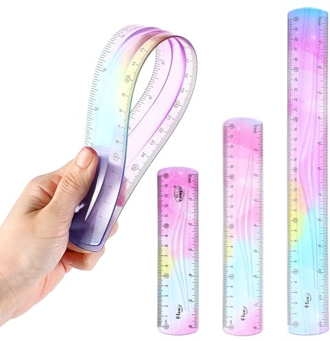3 Stück Flexibles Lineal,Mabor Bruchsicher Großes Lineal 30 cm 20cm 15cm Weiches Lineal SetLineal Kunststoff Ransparent bruchsicher, weich, biegbar, für Klassenzimmer, Büro, Zuhause