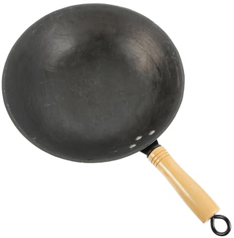 PHENOFICE Sartén Wok De Hierro Compatible Inducción Mango De Fácil De Manejar y Almacenar