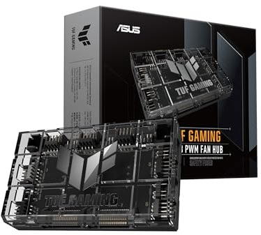 ASUS TUF Gaming ARGB PWM Fan Hub (conecta seis ventiladores de carcasa, ventilador PWM y controlador RGB, indicadores claros de alimentación y operación, soporte de alimentación SATA dual estable)