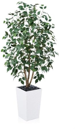 VeriNatural 5ft Artificial Ficus Tree,Tall Faux Tree with Pebbles & Planter UV Resistant Potted Fake Plant with Silk Leaves & Real Wood Trunk,Indoor Outdoor Floor Plant for Home,Living Room,VN129