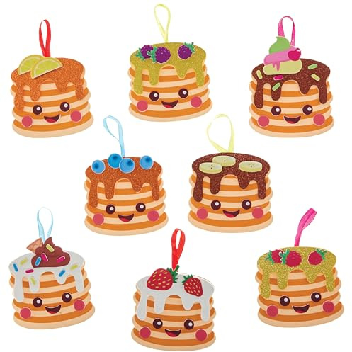 Baker Ross FN385 Kits de décoration Pancake Mix & Match - paquet de 8, kits de bricolage pour enfants pour le jour des crêpes