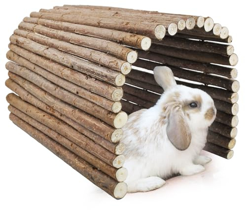 kathson Rabbit Wooden Bridge(20.0 x 11.8 inches),Guinea Pig Wood Tunnel Large Bunny Ladders Small Animal Flexible Hideout for Hamster Chinchillas Guinea Pig Hedgehog and Other Rodents
