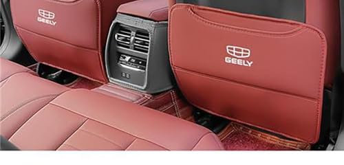 KRDUXA 2 Stück Rückenlehnenschutz,Für Geely Emgrand GS Jiaji GL mit Logo Organizer pflegeleicht wasserdicht Kick MattenPU-Leder Autositz Schutz,B