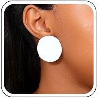 TseenYi Boho Münze Scheibe Ohrstecker Ohrringe Weiß Acryl Runde Scheibe Knopf Ohrringe Große Münze Erklärung Kreis Übertreiben Ohrring Große Runde Geometrische Ohrschmuck
