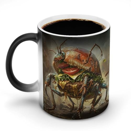 KWQDOZF Tazza da caffè gigante a forma di insetto, termocromica, divertente, con cambio di colore, calore magico, per ufficio