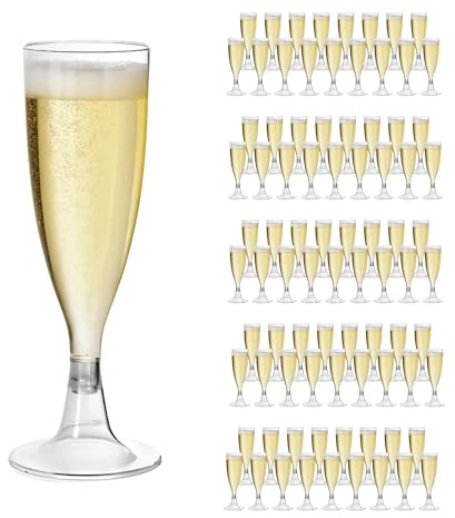 moorg 150 Pezzi - Calici Plastica Rigida Lavabili per Eventi 120ml - Flute Eleganti per Vino e Cocktail Riutilizzabili - Bicchieri Plastica Infrangibili da Festa - Bicchieri da Cocktail