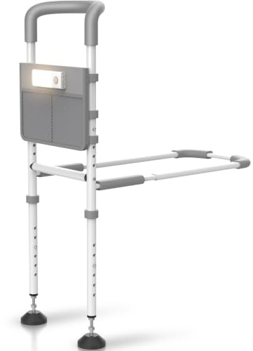 Agrish Barra de cama para adultos mayores con luz de movimiento y mango ajustable