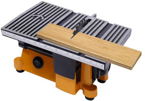 Scie à table électrique 300W, Mini scie à table avec une profondeur de coupe de 1,6 cm et 4500 tr/min, Design compact, pour le travail du bois et les projets de bricolage, Lame de scie incluse