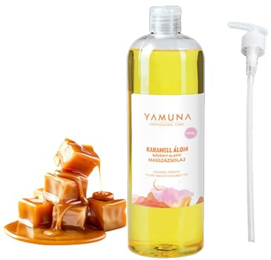 YAMUNA NATURAL BEAUTY Massageöl, 100% pflanzlich, Naturkosmetik aus Ungarn. Professionelles Öl – frei von Paraffin und Parabenen für eine erfrischende Massage. (1000 ml, Karamelltraum)