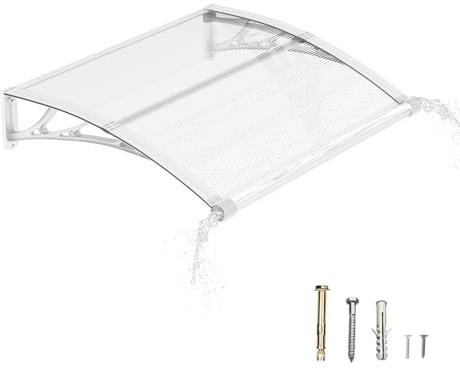 DAWNINGHOMM Vordach für Haustür, 80 x 120 cm Überdachung Haustür mit separater Entwässerung, Transparentes Pult Vordach für UV-, Regen- und Schneeschutz – Ideal für Eingang, Fenster Terrasse