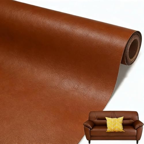Parche de Cuero, 60 x 137cm, Cuero Adhesivo, Parches para Sofa Polipiel, Cuero Adhesivo para Tapizar, Parches de Cuero Adhesivos, para Sofá, Muebles y Chamarra, Asiento de Coche (Marrón)