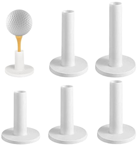 Monetais Gummi-Golf-Tees, 5 Stück, tragbar, stabil, unzerbrechlich, Ersatz-Golf-Tees mit flachem Kopf für Training und Spiele