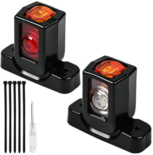 Aohcae 2 Stück LED Begrenzungsleuchten Anhänge, Reflektionsbecher-Design - Heller, Wasserdicht Positionsleuchten 10-30V Seitenmarkierungsleuchten für LKW PKW (74mm)