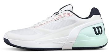 WILSON Rush Pro 5 Clay Men's Tennis Shoe - White/Bay/Fiery Coral, Size 10.5