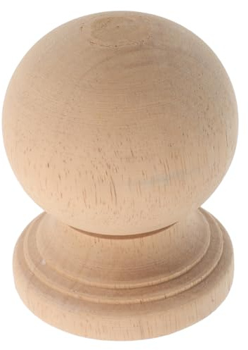 FRCOLOR Unpainted Rustic Wood Ball Finial for Flagpole DIY Finial and Interior Wooden Railings, Solid Wood Post Cap Sturdy Construction, Decorative Newel Topper for Staircases and Bed