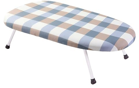 Bügelbrett Klein Tischbügelbrett Klappbar Praktisch zum Aufbewahren Eines Kleines Bügelbretts Mini Bügelbrett Tisch Ärmelbügelbrett Ärmelbrett (Blau Karomuster)