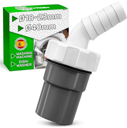 Adaptador Empalme Desague Lavadora con Salida Ø40 mm y Entrada Ø18-23 mm | Fabricado en Plástico PVC - MADE IN SPAIN - Garantía de 5 Años - ONIX TECH