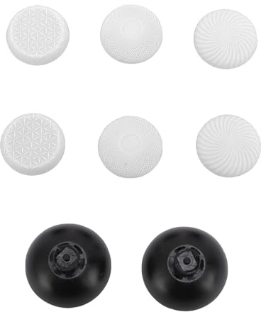 ASHATA Byte Av 8 i 1 Tumspakslock för Pro, 3 Höjder Tumsticksgreppgummi, Controller Joystick Cap Set för Pro, (Vit)