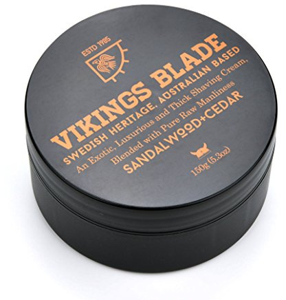 VIKINGS BLADE Luxury Shaving Cream, Sandalwood & Western Red Cedar, Silky Buttery Smooth, Surfactant Base. Refreshing, Clean, Close, FOAMING Shave Cream