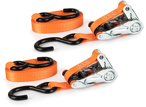 RACEFOXX Spanngurt Paar mit Ratsche, 300 cm, Zurrgurt Motorrad, orange