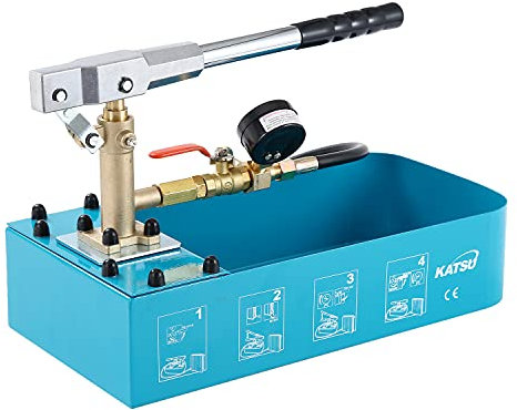 KATSU Pipeline Pressure Test Pump, Manual Hand Power Hydraulic 7L 0-60Bar Leakage Tester for Water Pipe System Installation Inspection 318926