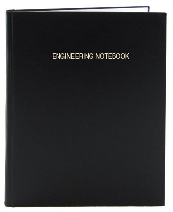 BookFactory EPRIL-096-4GS-A-LKT4 Ingenieur-Notizbuch, A4 (210 x 297 mm), schwarzer Einband, Smyth genäht, Hardbound Engineering Lab Notebook (EPRIL-096-4GS-A-LKT4)