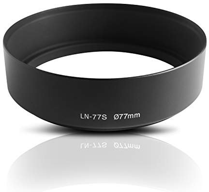 Ares Foto® 77mm Ø Metall Sonnenblende Gegenlichtblende Streulichtblende Lens Hood. CNC-gefrästes Aluminium. Zum Aufschrauben auf Objektiv-Filtergewinde. Für Canon Sony Nikon Tamron Sigma Olympus Fujifilm Pentax