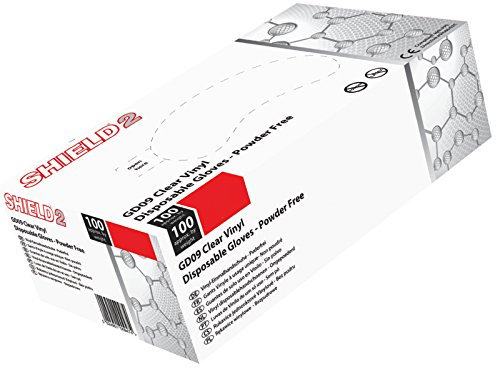 Shield size L Clear Vinyl Disposable Gloves pack of 100 - powder Free
